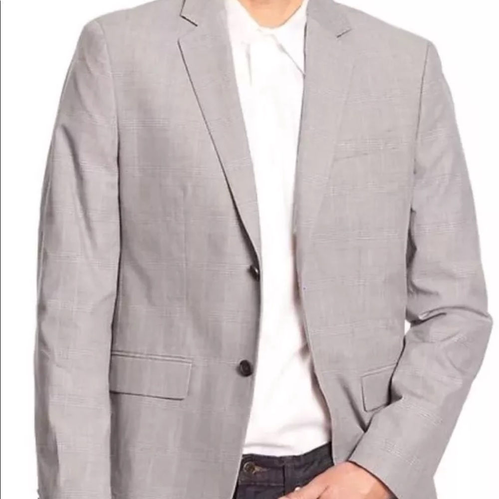 Tailored slim fit cotton plaid blazer jacket